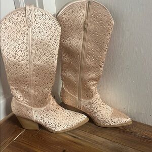 Pink Lady Rose Gold/Cream Western Boots